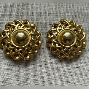 GIVENCHY Vintage gold plated Statement Clip-On Earrings